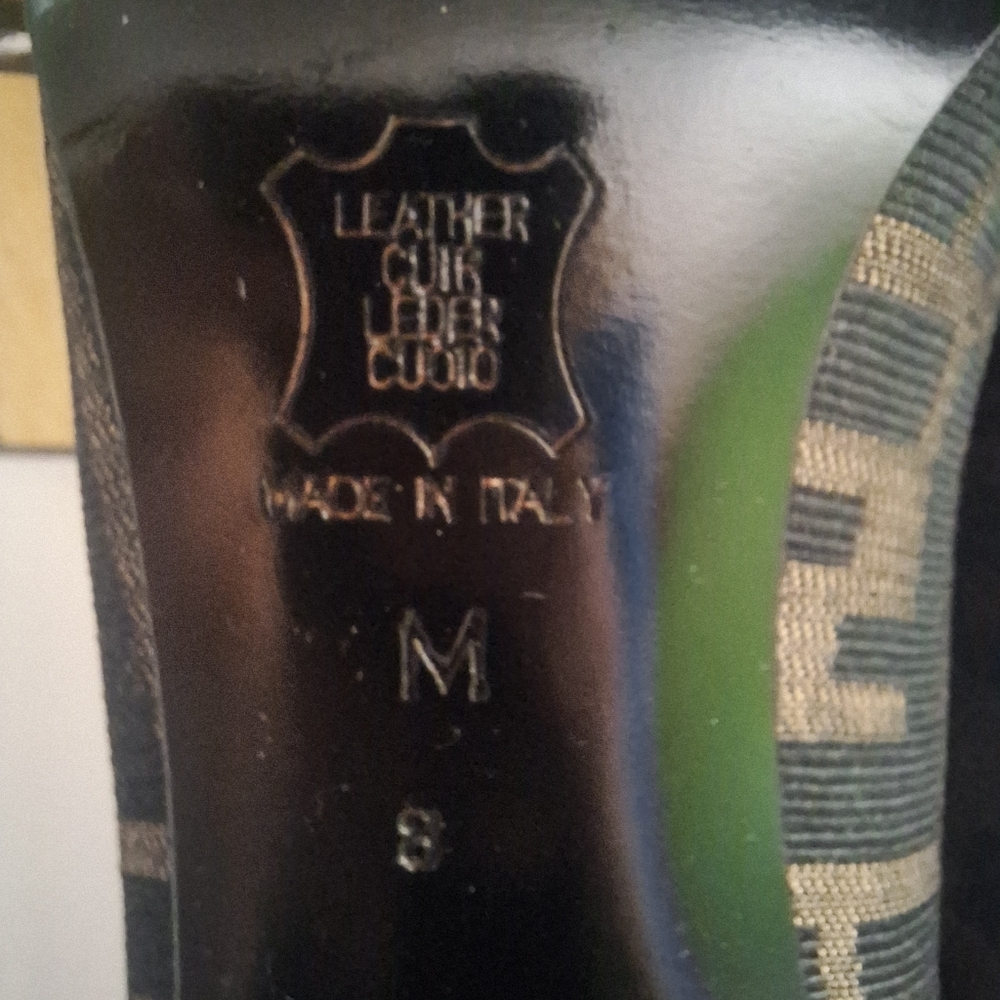 Fendi Shoes & Box Vintage Heel Print Fabric Size 8 #642543 Y2K 90's - Picture 9 of 16